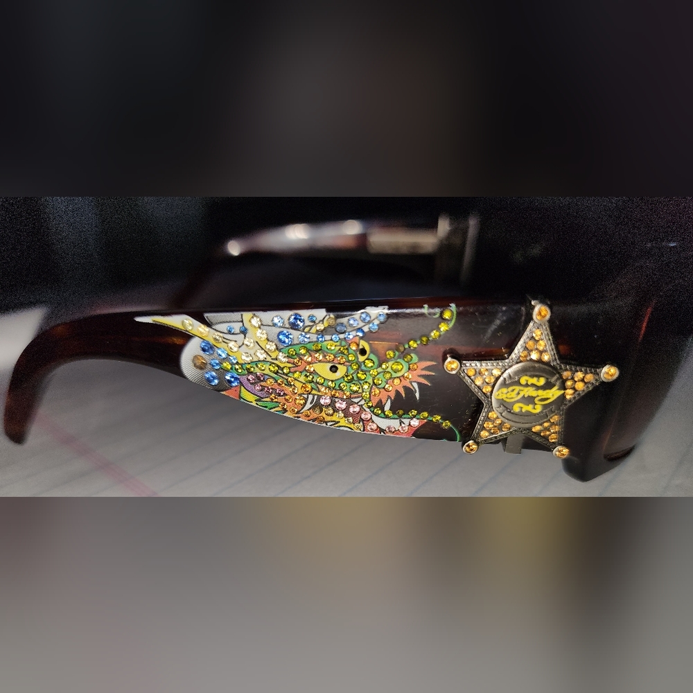 Ed Hardy Sheriff Dragon Sun Glasses and Case